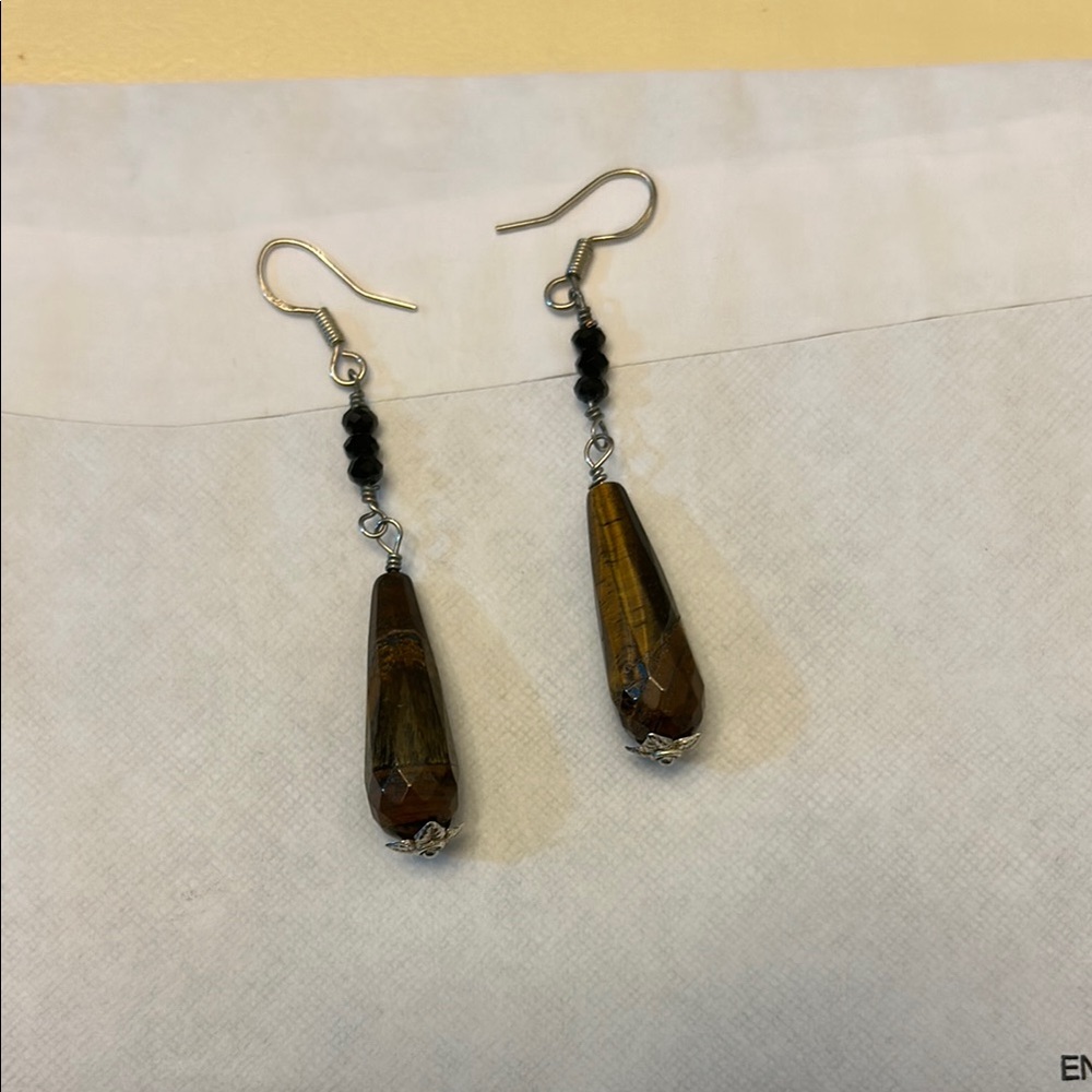 Elegant Brown and Black Drop Earrings